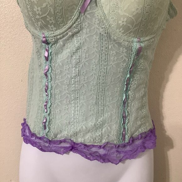 Donna Loren Pastel Blue Regencycore Fairy Feminine Romantic Corset Bustier 34B - Picture 4 of 10